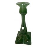 Pair Green Opaque Glass Candlesticks