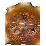 Carnival Glass Grape Footed Bowl