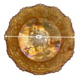 Marigold Carnival Glass Footed Bowls Pair