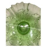 Green Pressed Glass Bowl & Compote Set