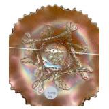 Carnival Glass Ruffled Bowl Marigold