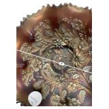 Carnival Glass Good Luck Ruffled Bowl