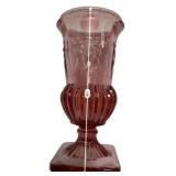Pink Depression Glass Figural Urn Vase