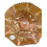 Marigold Carnival Glass Ruffled Bowl