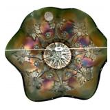 Carnival Glass Ruffled Bowl Floral