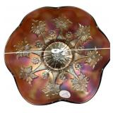 Carnival Glass Ruffled Bowl Floral