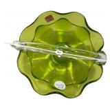 Viking Green Art Glass Basket