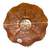 Marigold Carnival Glass Ruffled Bowl