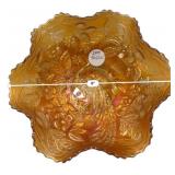 Marigold Carnival Glass Ruffled Bowls