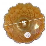 Marigold Carnival Glass Pedestal Bowl