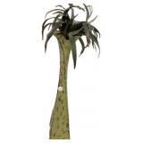 Olive green metal vase
