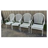 Four White Iron Sunburst Chairs