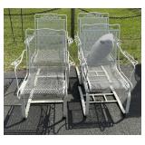 Four White Iron Patio Chairs