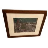 Framed crewel embroidery Artwork