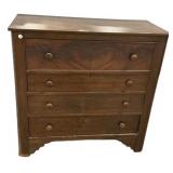 Antique flame mahogany four-drawer dresser43'h.,