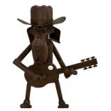 Iron Dog Statue Playing a Guitar