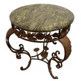 Cast Iron Marble Round Table 26'h., 21'dia
