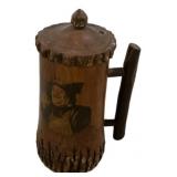 Vintage wooden folk art mug