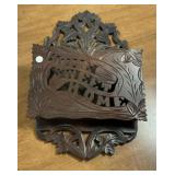 Vintage hand-carved wooden mail holder