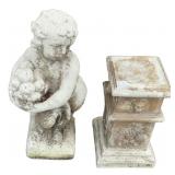 Neoclassical Cherub Concrete Figure and Pedestal