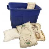 Crate with Pillows and Linens