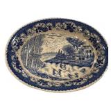 11'w Blue and White Bowl