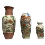 Japan Satsuma style porcelain vases 12'