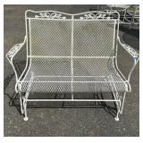 White Cast Iron Glider Settee