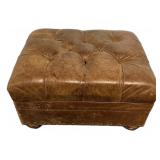 Tufted leather ottoman