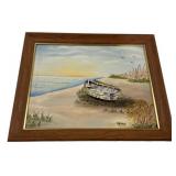 13' x 16' Signed Helms Shoreline Painting Framed