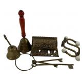 Brass Ink well, Keys, Bells, Hooks