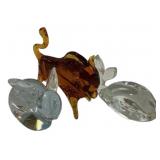 Art Glass Bull, Rabbit, Whale