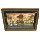 22'h., 31'w Framed India Artwork Mughal or Rajas