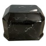 Black and white cultured marble cremation urn