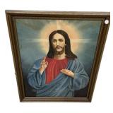 Framed Paintng of Jesus 33'h., 26'w