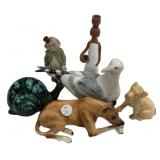 Ceramic Figurines Dogs, Bird, Snail