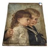 M. W. Wallace 1880 Painting of Two Children