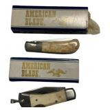 American Blade AB-18 and AB-1 Smooth Bone Stag Fol