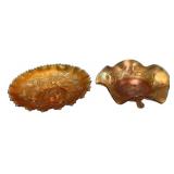 Marigold Carnival Glass Bowls Pair