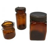 Vintage Amber Glass Jar Collection