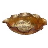 Marigold Carnival Glass Ruffled Bowl