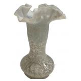 Spatter Glass Ruffled Edge Vase