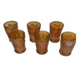 Carnival Glass Grape Pattern Tumblers x6