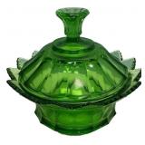 Green EAPG Covered Butter Dish