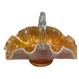 Carnival Glass Ruffled Basket