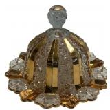 Gold-Trimmed Pressed Glass Butter Dish