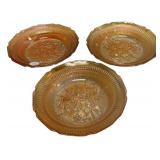 Marigold Carnival Glass Bowls Set of 3