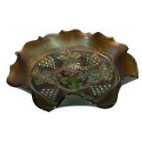 Carnival Glass Grape & Leaves Bowl