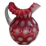 Fenton Cranberry Coin Dot Glass Pitcher