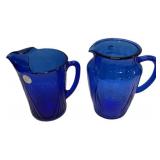 Cobalt Blue Depression Glass Pitchers